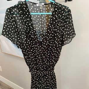 DKNY black polka dot dress. Size large